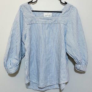 Lucky Brand Blue & White Stripe Linen Size S
